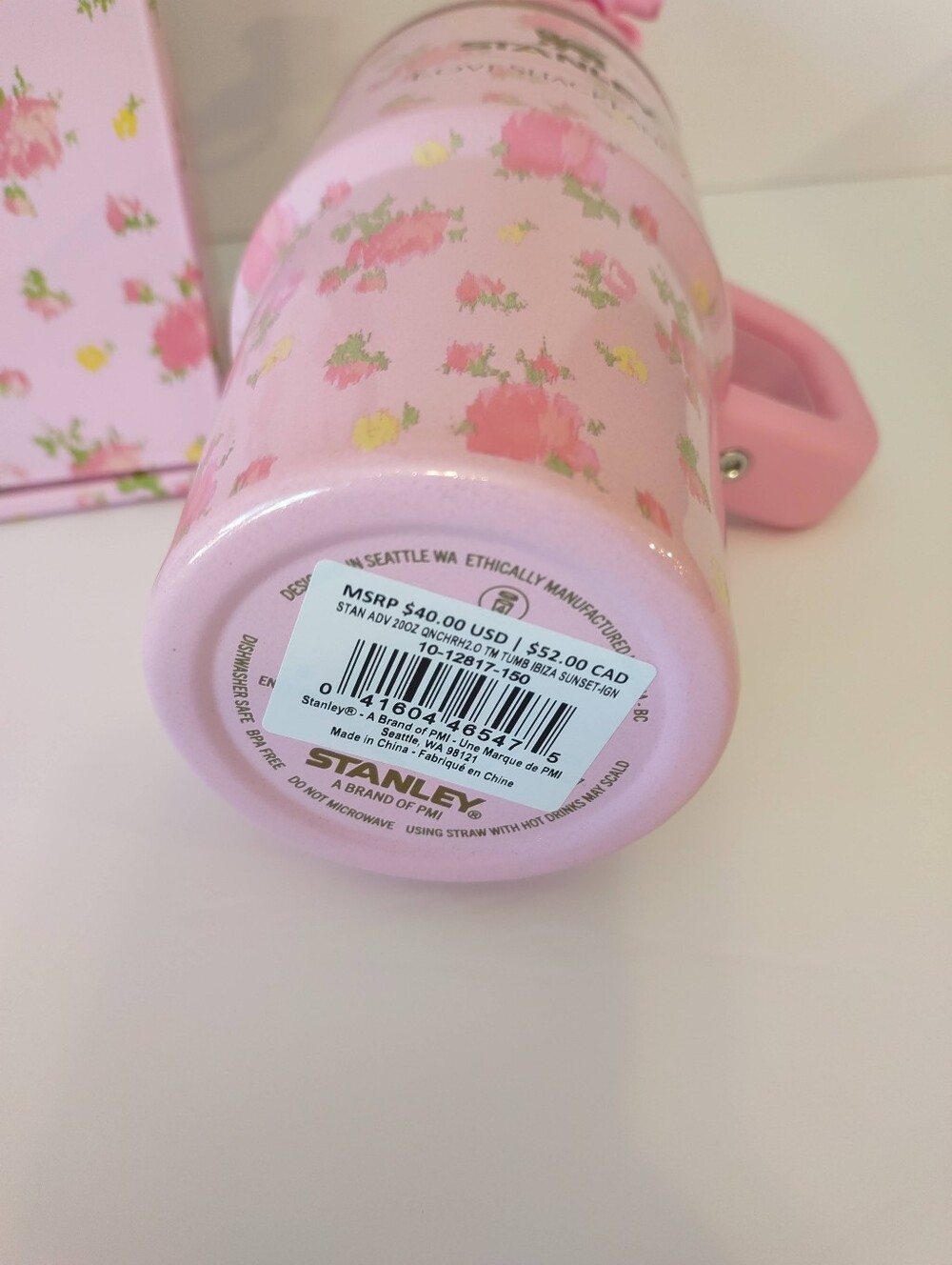 Stanley Pink Floral Mug with Bow Straw - Picture 5 of 5